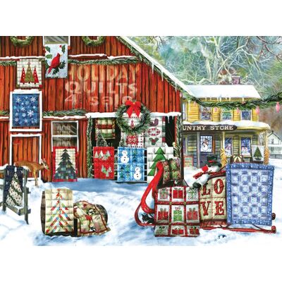 SunsOut Puzzle Tom Wood - Holiday Quilts - 1000 pièces - Publicité SunsOut Puzzle Tom Wood - Holiday Quilts - 1000 pièces - Publicité