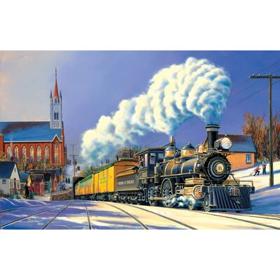 SunsOut Puzzle Marc Desobeau - Winter Arrival - 1000 pièces - Publicité SunsOut Puzzle Marc Desobeau - Winter Arrival - 1000 pièces - Publicité