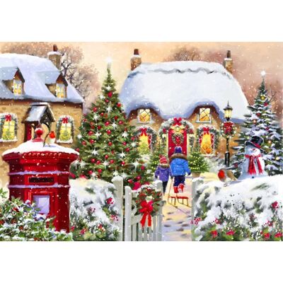 Bluebird Winter Cottage 2000 Pièces - Puzzle - Publicité Bluebird Winter Cottage 2000 Pièces - Puzzle - Publicité
