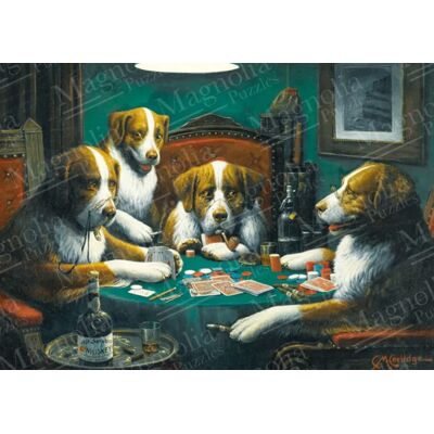 Magnolia Puzzle Dogs Playing Poker - 1000 pièces - Publicité Magnolia Puzzle Dogs Playing Poker - 1000 pièces - Publicité