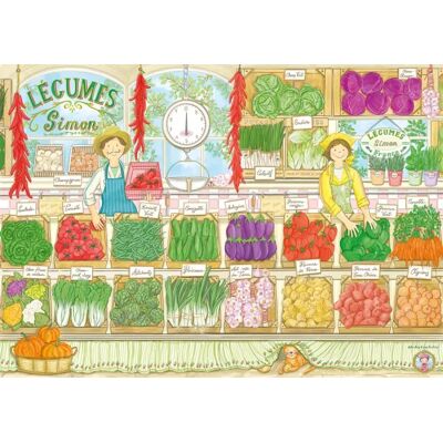 Magnolia Puzzle Le Marchand de Légumes Simon - 1000 pièces - Publicité Magnolia Puzzle Le Marchand de Légumes Simon - 1000 pièces - Publicité