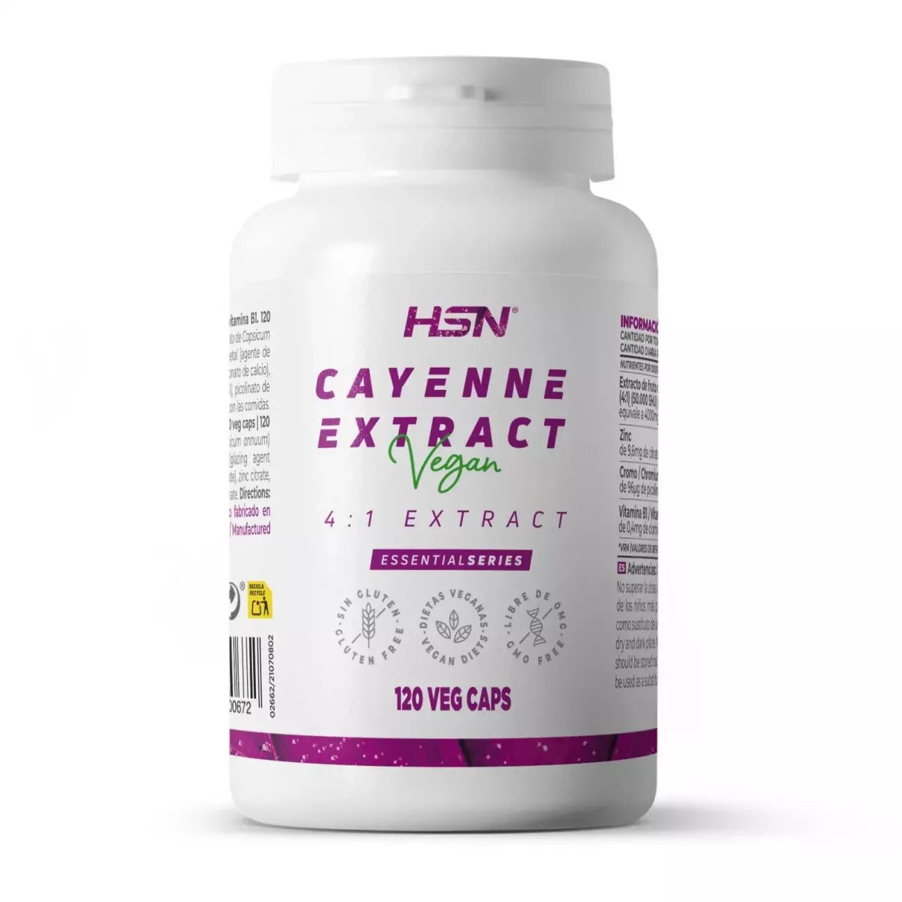 HSN Extrait de cayenne (4:1) 500mg - 120 veg caps