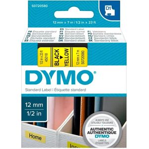 Dymo Ruban Adhésif Étiquettes D1 45018 12 Mm Black / Yellow One Size unisex - Publicité Dymo Ruban Adhésif Étiquettes D1 45018 12 Mm Black / Yellow One Size unisex - Publicité