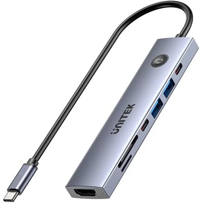 Unitek Hub Usb-c 7-in-1 Pd 100w Hdmi 2.0 On/off Switch Silver One Size unisex - Publicité Unitek Hub Usb-c 7-in-1 Pd 100w Hdmi 2.0 On/off Switch Silver One Size unisex - Publicité