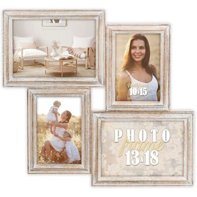 Cadre photo Zep Rosel Natural 4Q - Décor en bois vintage - Publicité Cadre photo Zep Rosel Natural 4Q - Décor en bois vintage - Publicité