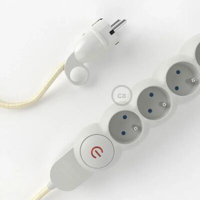 Creative Cables Multiprise Câble En Rayonne Rm00 M1f4b02rm00 2 M Ivory / White 2 m unisex - Publicité Creative Cables Multiprise Câble En Rayonne Rm00 M1f4b02rm00 2 M Ivory / White 2 m unisex - Publicité