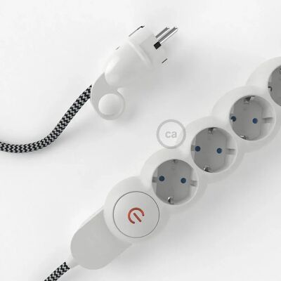 Creative Cables Multiprise Câble En Rayonne Rz04 M1t4b02rz04 2 M Black / White 2 m unisex - Publicité Creative Cables Multiprise Câble En Rayonne Rz04 M1t4b02rz04 2 M Black / White 2 m unisex - Publicité