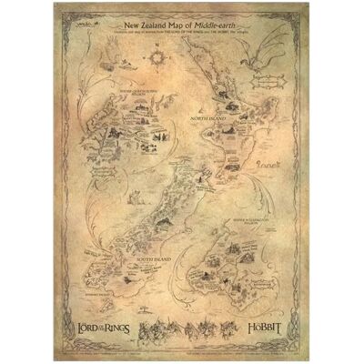 Weta Workshop Affiche The Hobbit Map Of Middle Earth Beige / Brown One Size unisex - Publicité Weta Workshop Affiche The Hobbit Map Of Middle Earth Beige / Brown One Size unisex - Publicité