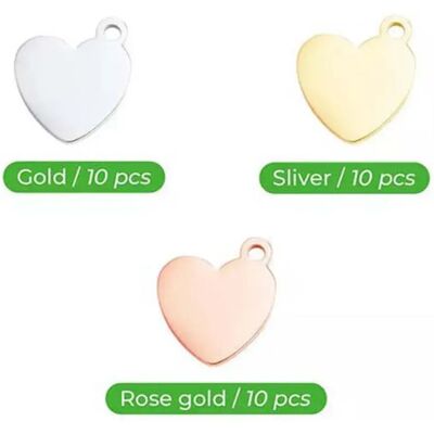 Xtool Vierges Pour Gravure De Bijoux Heart-shaped Pendant-gold Silver & Rose Gold-30pcs Multicolor One Size unisex - Publicité Xtool Vierges Pour Gravure De Bijoux Heart-shaped Pendant-gold Silver & Rose Gold-30pcs Multicolor One Size unisex - Publicité