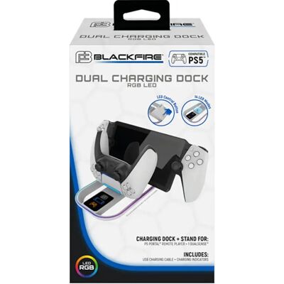 Blackfire Station De Charge Pour Manette Ps5 Dual Rgb Led Ps Portal Black / White One Size - Publicité Blackfire Station De Charge Pour Manette Ps5 Dual Rgb Led Ps Portal Black / White One Size - Publicité