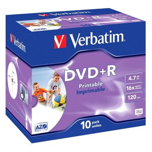 Verbatim 10 Dvd+r 4.7gb Jewel 16x Printable Bleu,Violet - Publicité
