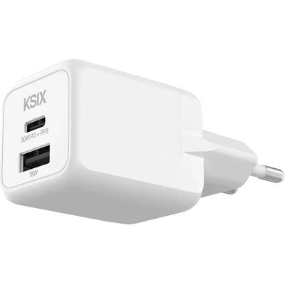 Ksix Chargeur Mural Usb-a Et Usb-c Pps Gan 30w Multiport White One Size - Publicité Ksix Chargeur Mural Usb-a Et Usb-c Pps Gan 30w Multiport White One Size - Publicité