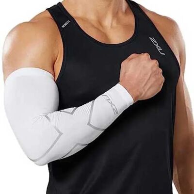 2xu Manchettes Compression White / Silver XL - Publicité 2xu Manchettes Compression White / Silver XL - Publicité