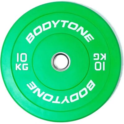 Bodytone - BP10 - 10 kg - cœur en acier - plaque bumper - Publicité Bodytone - BP10 - 10 kg - cœur en acier - plaque bumper - Publicité