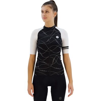 Maillot Velo Wave XS Noir/Blanc - Maillot - Publicité Maillot Velo Wave XS Noir/Blanc - Maillot - Publicité
