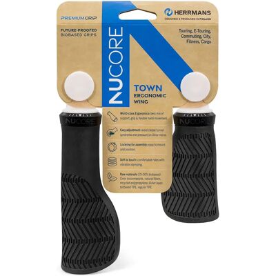 Herrmans - Nucore Town Wave Handvatten - Noir - 130/90 mm - bike grip - Publicité Herrmans - Nucore Town Wave Handvatten - Noir - 130/90 mm - bike grip - Publicité