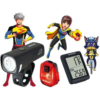 Sigma Sport Ensemble De Lumières Aura 40/hiro 10/bc 5.0 Wr Ride Safe To School - Publicité Sigma Sport Ensemble De Lumières Aura 40/hiro 10/bc 5.0 Wr Ride Safe To School - Publicité