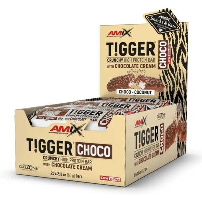 Amix Boîte De Barres Protéinées Tiggerzero Noix De Coco Et Chocolat 60g 20 Unités - Publicité Amix Boîte De Barres Protéinées Tiggerzero Noix De Coco Et Chocolat 60g 20 Unités - Publicité