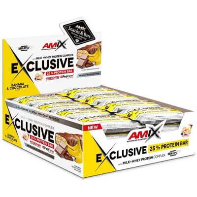 Barre de Protéines Amix - Banane Chocolat - 24x40g - Publicité Barre de Protéines Amix - Banane Chocolat - 24x40g - Publicité