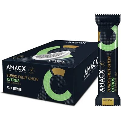 Amacx Boîte De Barres énergétiques Turbo Fruit Chew Agrumes 40g 12 Unités - Publicité Amacx Boîte De Barres énergétiques Turbo Fruit Chew Agrumes 40g 12 Unités - Publicité