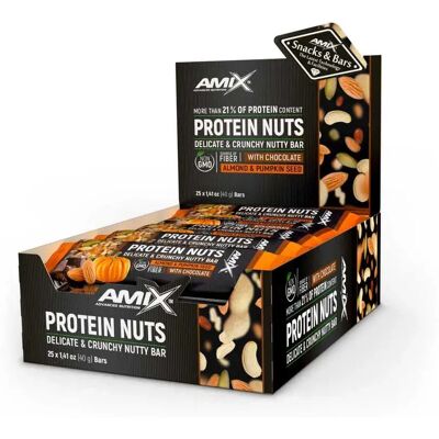 Barre protéinée Amix Nutrition - Amande, Graines de Citrouille - 25x40g - Publicité Barre protéinée Amix Nutrition - Amande, Graines de Citrouille - 25x40g - Publicité
