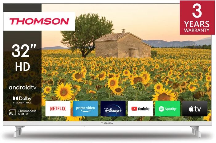 TV LED Thomson 32HA2S13W 80 cm HD Android TV 2023 Blanc avec Garantie 2 ans - Neuf