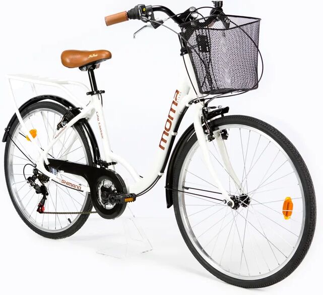 Momabikes Vélo de Ville City Classic 26 , Aluminium SHIMANO 18v, Blanc - Neuf