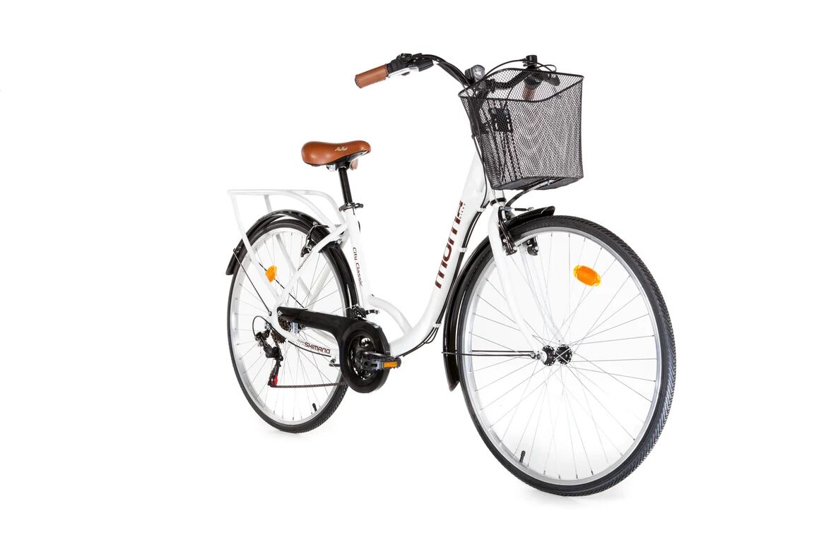 Momabikes Vélo de Ville City Classic 28 , Aluminium SHIMANO 18v, Blanc - Neuf