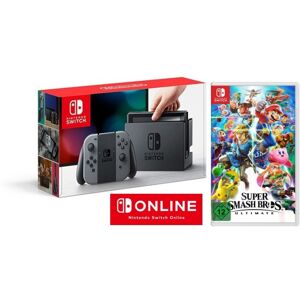 Nintendo Switch + Super Smash Bros. Ultimate + 3 Months Online console de jeux portables 15,8 cm (6.2 ) 32 Go Wifi, Gris - Reconditionné