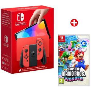 Nintendo Switch OLED Rouge 64 Go & Super Mario Bros Wonder - Neuf