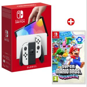 Nintendo Switch OLED Blanche 64 Go & Super Mario Bros Wonder - Neuf