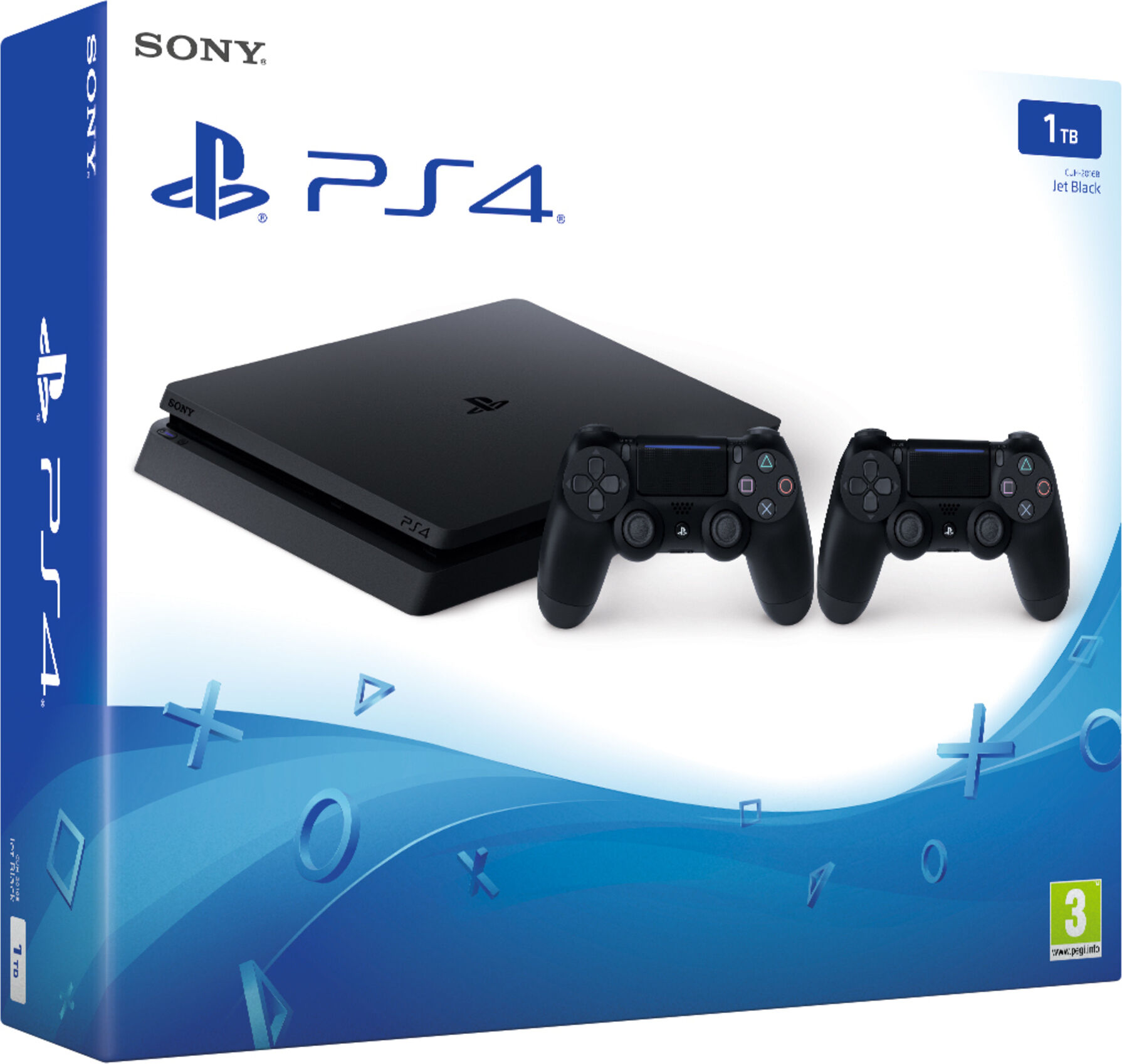 Sony PlayStation 4 Slim 1TB + 2 Dualshock 4 V2 1 To Wifi Noir - Reconditionné