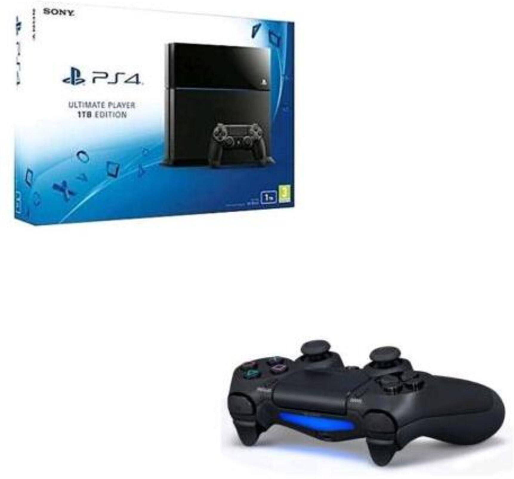 Console PS4 Sony 1 To Noire + Manette Sony Dual Shock 4 PS4 - Reconditionné