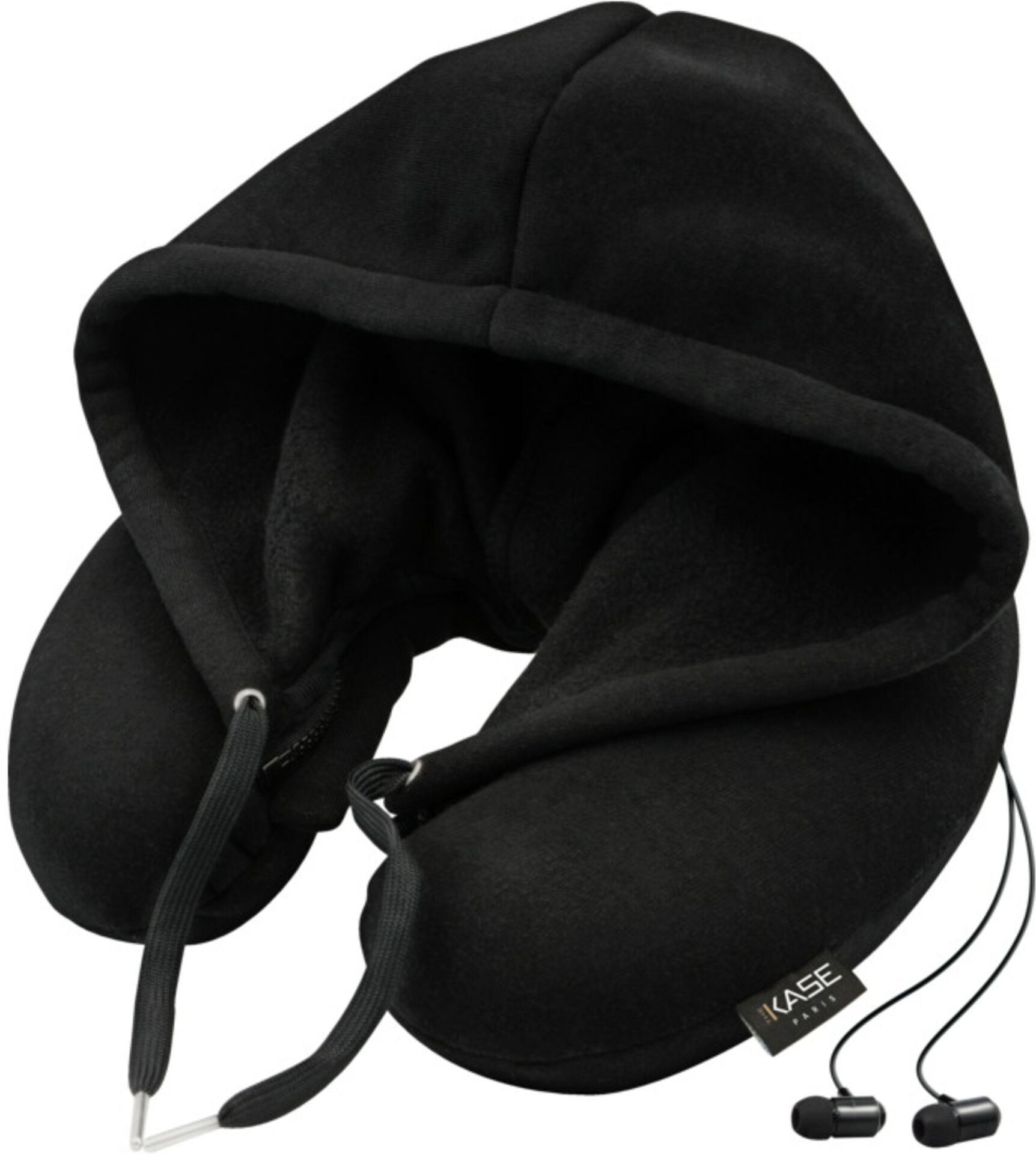 The Kase Hoodie Coussin de voyage avec des écouteurs bluetooth intégrés, Noir - Neuf