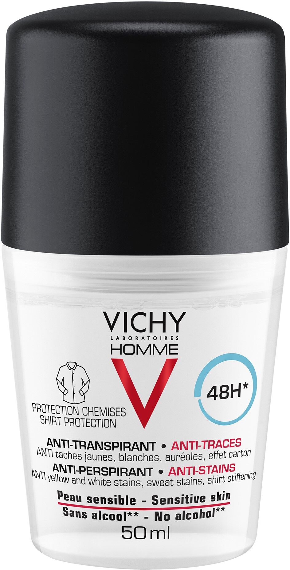 Vichy Homme Roll-On Antiperspirant Anti-Stains 48H