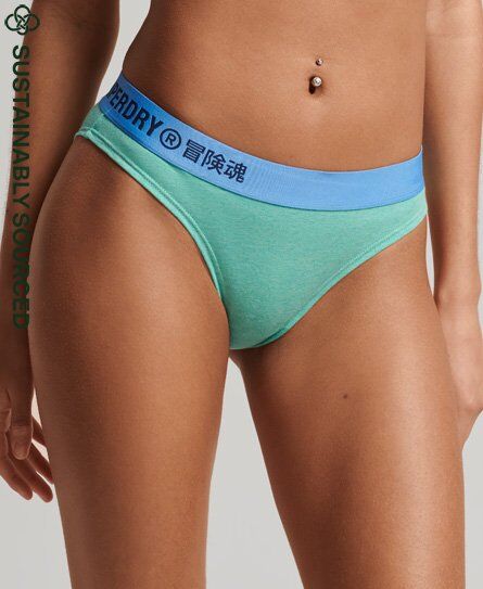 Superdry Unisex Bas de Bikini en Coton bio Offset Logo Vert Taille: 36  - Vert - unisex - 36