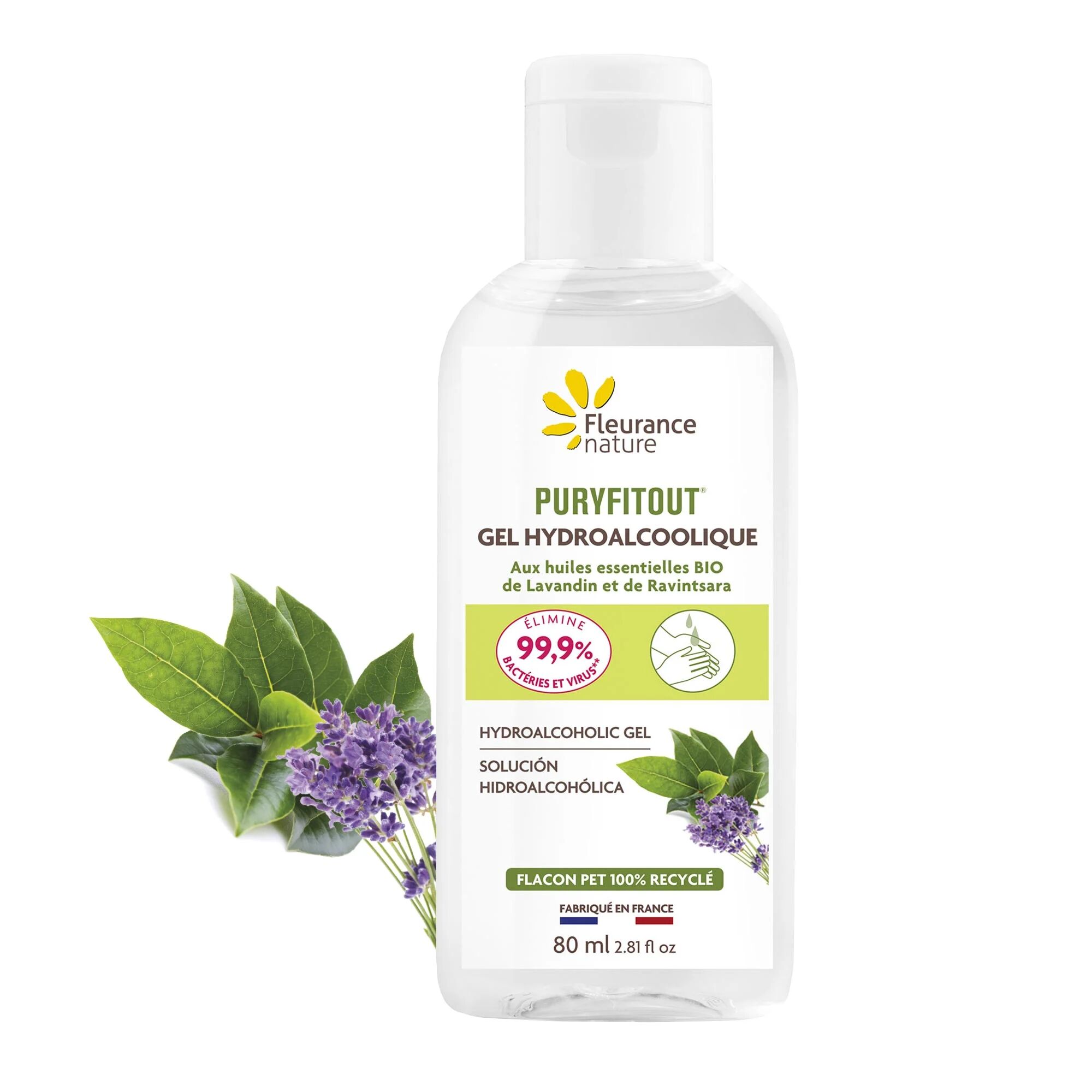 Fleurance Nature Gel hydroalcoolique Puryfitout® 80ml