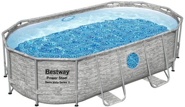 Bestway Piscine tubulaire ovale Power Steel Swim Vista Series II Bestway - 4,27 x 2,50 m - Décor pierre