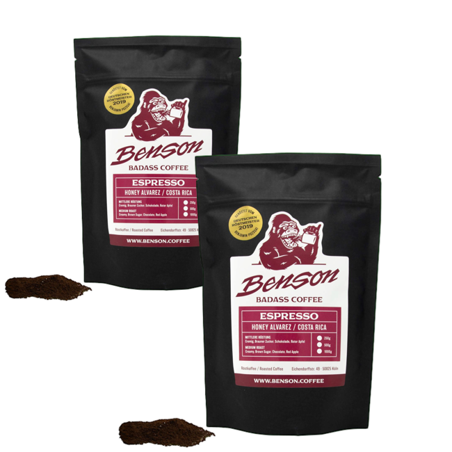 Benson Café moulu - Pack 2 x Honey Alvarez - Espresso Moulu Moka Pochette 500 g