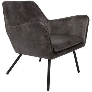 BOITE A DESIGN Fauteuil vintage Bon similicuir Gris