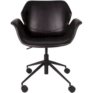 Zuiver Fauteuil simili cuir de bureau à roulette Nikki Noir