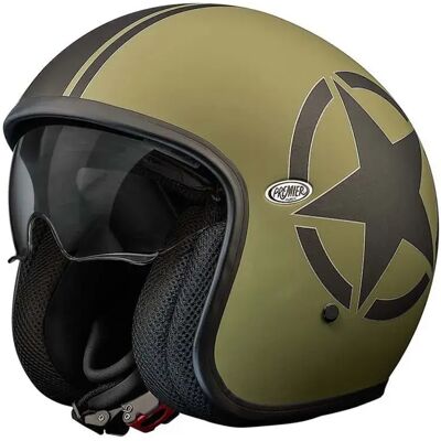 Premier Helmets Casque Jet Vintage Star Military Bm 22.06 Black / Green 3XL - Publicité Premier Helmets Casque Jet Vintage Star Military Bm 22.06 Black / Green 3XL - Publicité