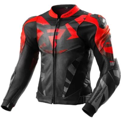 Rebelhorn Veste En Cuir Inferno Black / Fluor Red 48 - Publicité Rebelhorn Veste En Cuir Inferno Black / Fluor Red 48 - Publicité