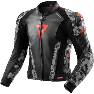 Rebelhorn Veste En Cuir Veloce Black / Grey / Fluor Red 46 - Publicité Rebelhorn Veste En Cuir Veloce Black / Grey / Fluor Red 46 - Publicité