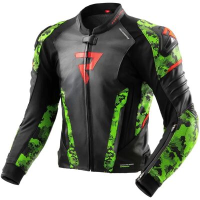 Rebelhorn Veste En Cuir Veloce Camo Black / Green / Fluor Red 60 - Publicité Rebelhorn Veste En Cuir Veloce Camo Black / Green / Fluor Red 60 - Publicité