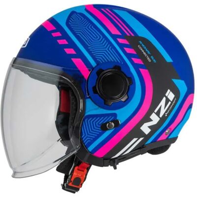 Nzi Casque Jet Ringway 2 Duo Connected Blue / Pink / Blue Matt S - Publicité Nzi Casque Jet Ringway 2 Duo Connected Blue / Pink / Blue Matt S - Publicité