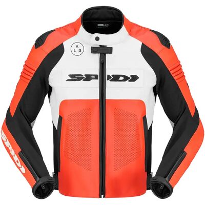Spidi Veste En Cuir Hyper-v Pro Fluo Red / Black / White 48 - Publicité Spidi Veste En Cuir Hyper-v Pro Fluo Red / Black / White 48 - Publicité