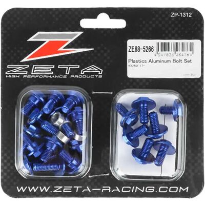 Kit vis Zeta Plastics Kawasaki KX 250 F Bleu - Pièce pour moto tout-terrain - Publicité Kit vis Zeta Plastics Kawasaki KX 250 F Bleu - Pièce pour moto tout-terrain - Publicité