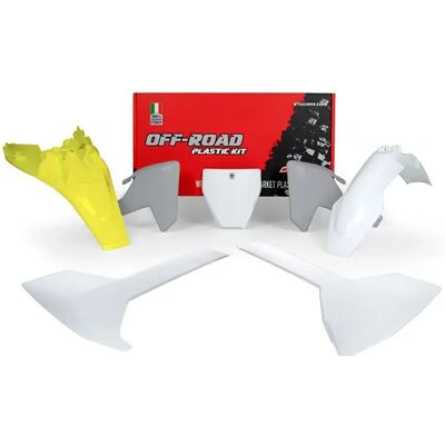 Kit Plastique RTECH - Blanc/Gris/Jaune Fluo - Pièces Moto - Publicité Kit Plastique RTECH - Blanc/Gris/Jaune Fluo - Pièces Moto - Publicité