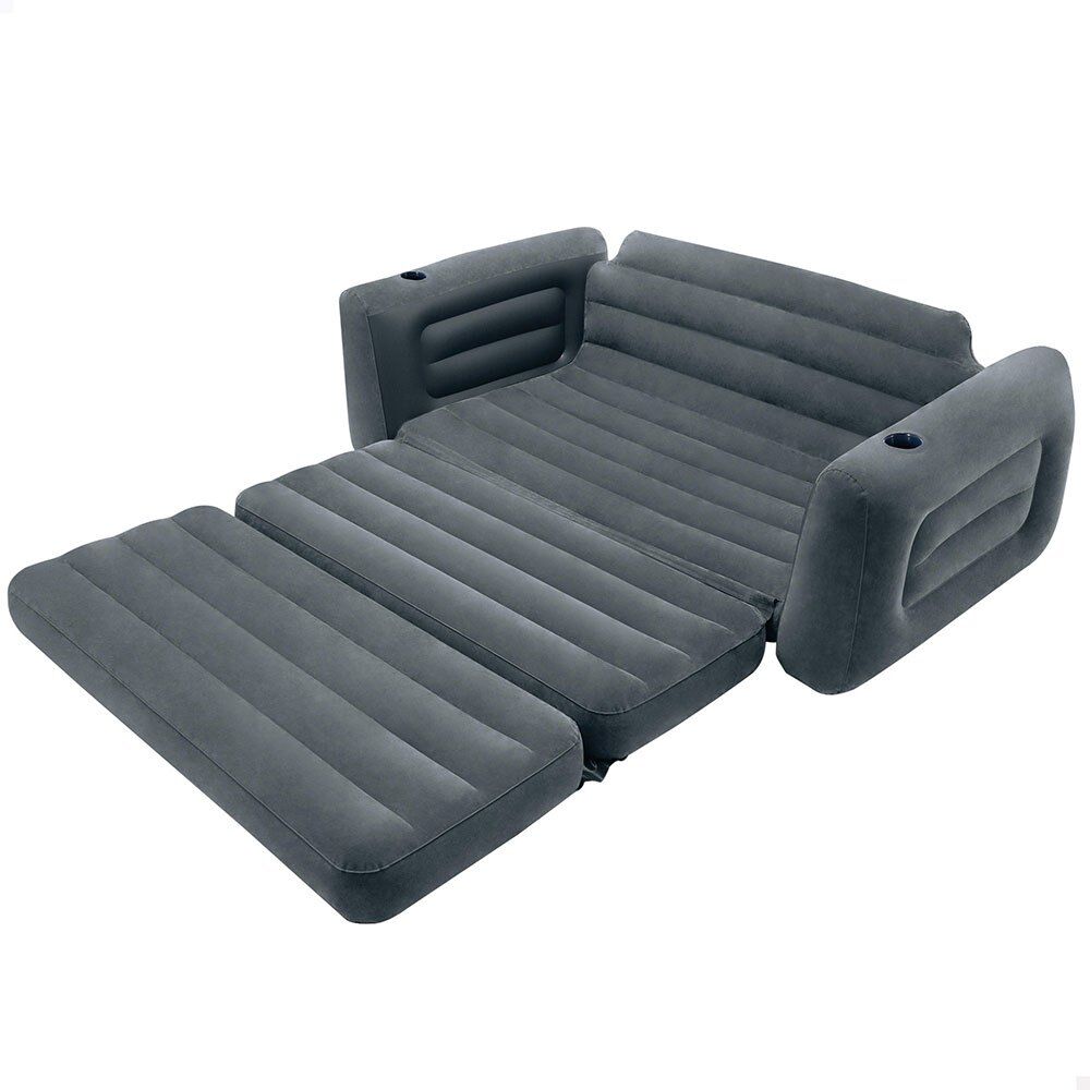 Intex 2 In 1 Inflatable Sofa Bed Gris 203 x 224 x 66 cm